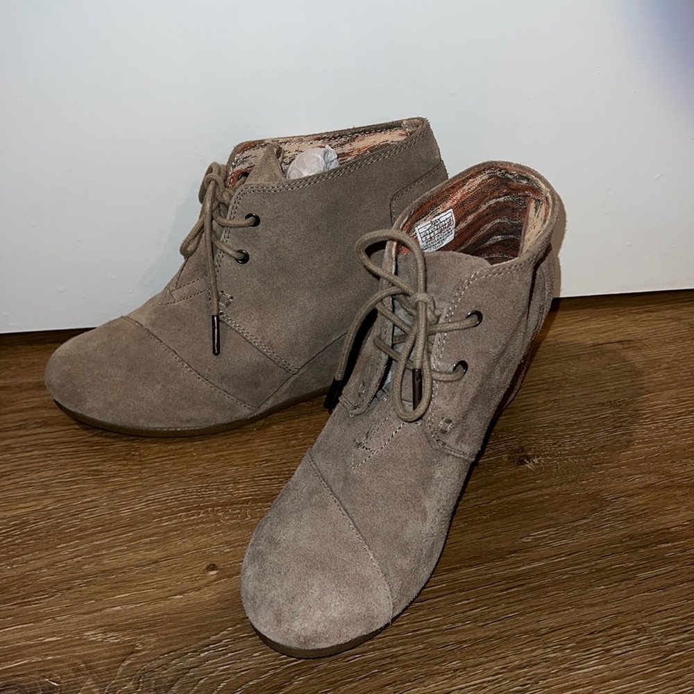 Tan Wedged Ankle Booties